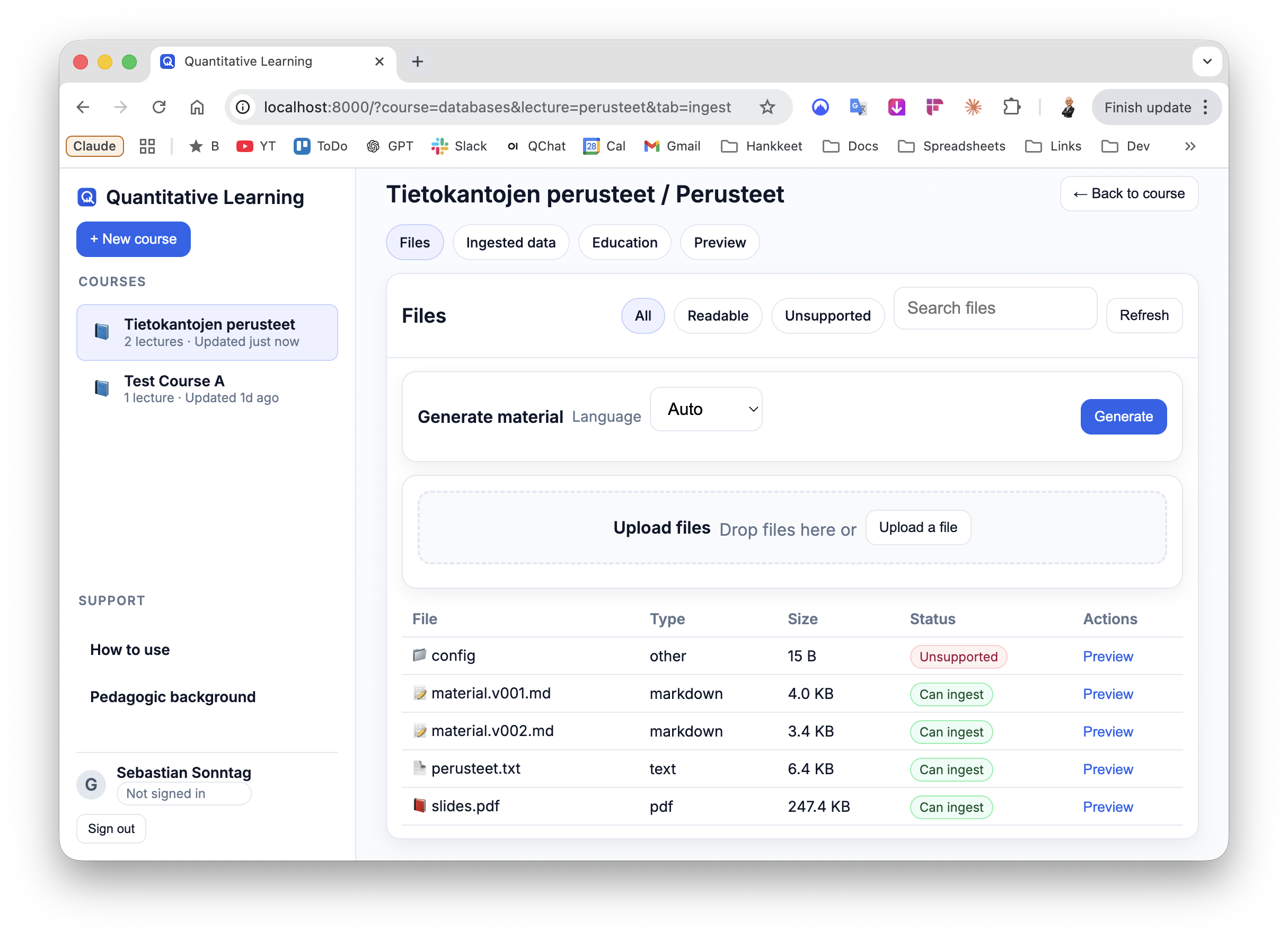 Teacher dashboard